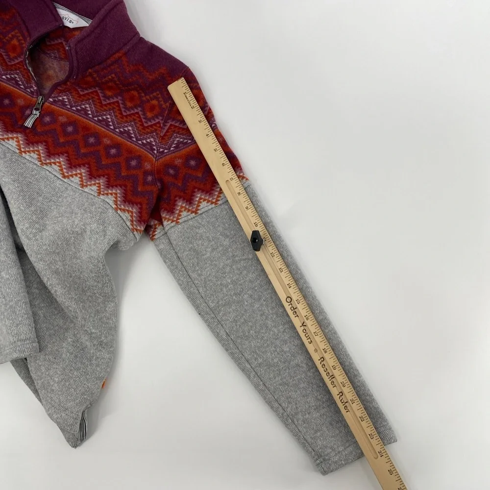 Orvis Quarter 1/4 Zip Fleece Mens Large Gray Purple Fair Isle Geometric Pullover